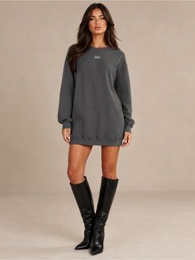 Bo+Tee Everyday Charcoal Crewneck Sweatshirt Dress